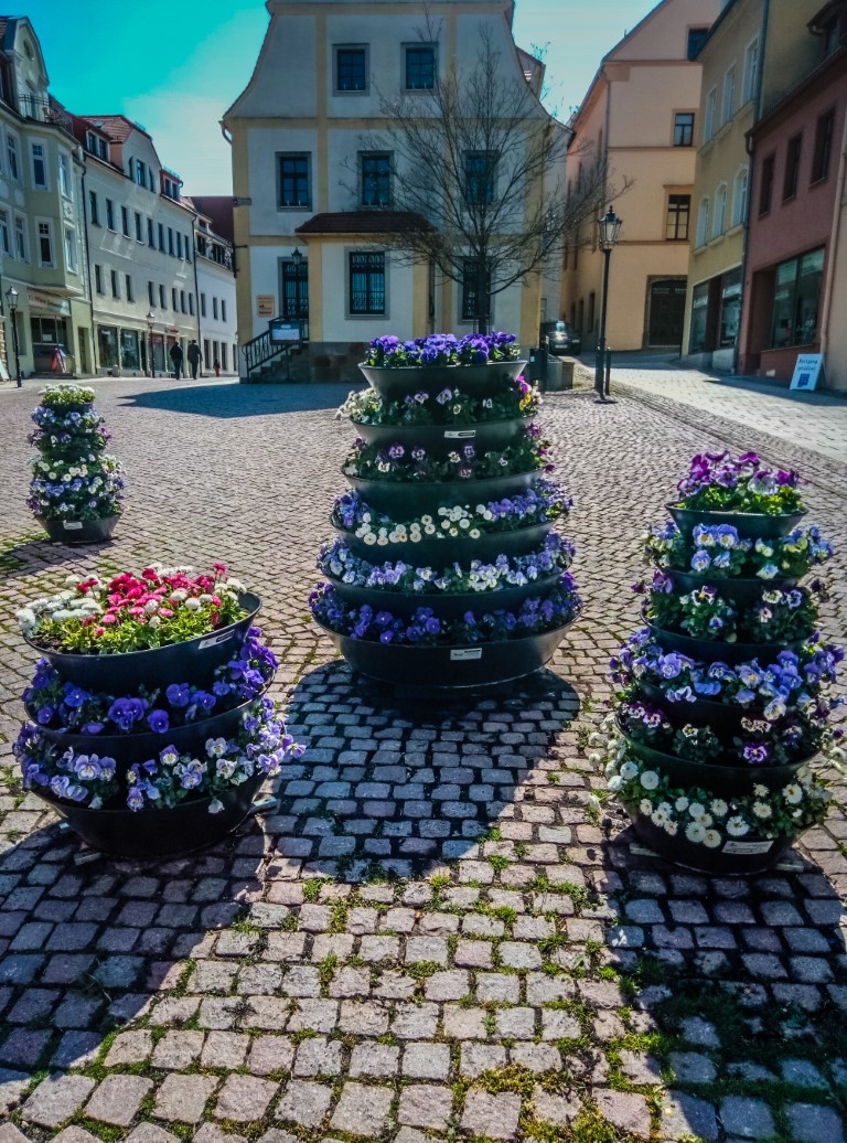 Fotonachweis Stadtgärtnerei Oschatz ażurowe dekoracje wieże kwiatowe kwietniki miejskie 10