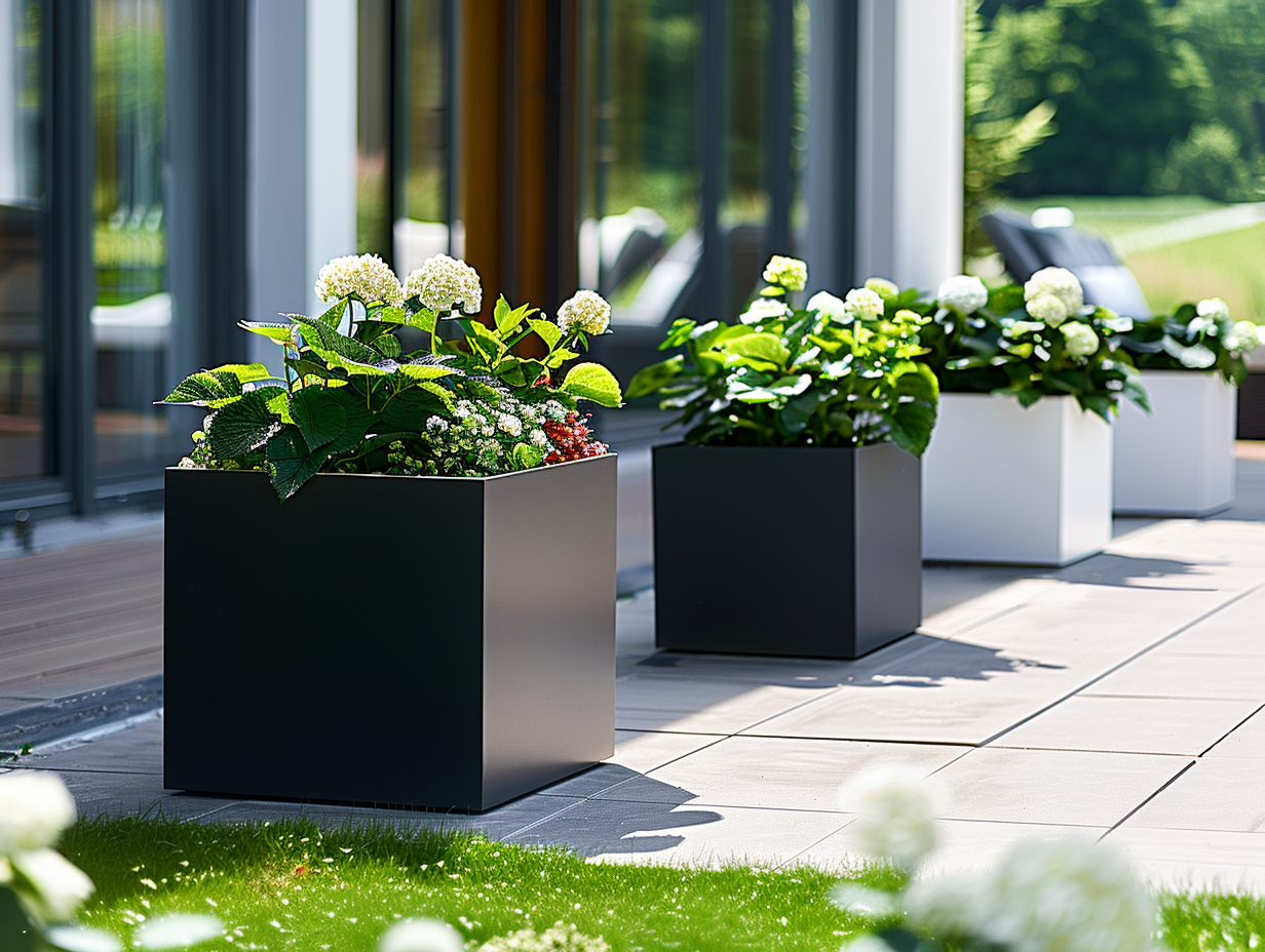 gali 34809 square white and black planters placed in front of a 9573137d c632 45d5 ada8 e4dd6c074f59